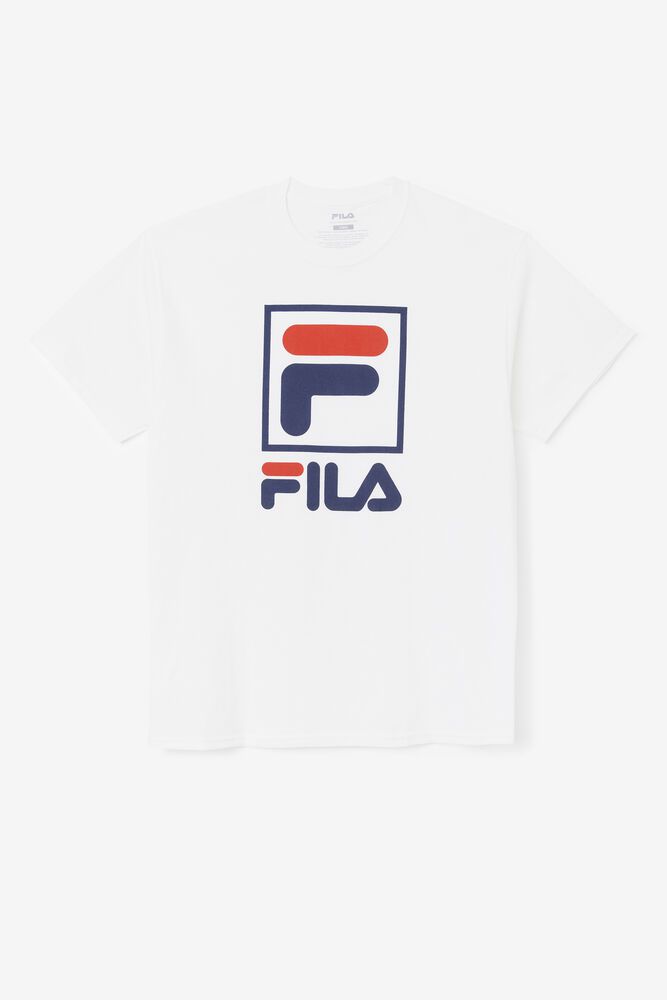 Fila Stacked T-Shirt White - Mens - 95742XKWY